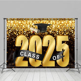Aperturee - Aperturee Bokeh Black Gold Glitter Bachelor Cap Grad Backdrop
